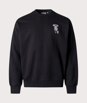 Carhartt WIP Oversized Cross Screw Sweatshirt in Black/white at EQVVS Menswear front shot