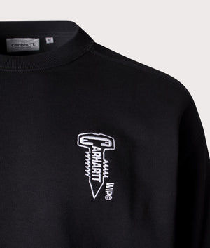 Carhartt WIP Oversized Cross Screw Sweatshirt in Black/white at EQVVS Menswear detail shot