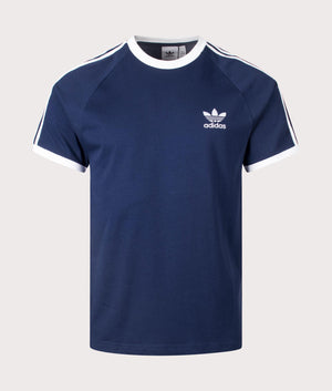 Adidas Originals Slim Fit Adicolor Classics 3-Stripes T-Shirt in Night Indigo. Shot at EQVVS. Front detail shot