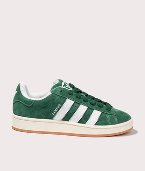 Adidas Campus 00s trainers in Dark Green/Footwear White/Off White. Solo Side Shot. 