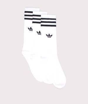 adidas Originals High Crew Socks in white at EQVVS. Flat layered shot. 