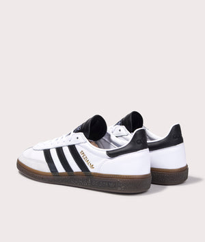 adidas Originals handball spezial trainers in Footwear White/Core Black/Gum 5 at EQVVS. Pair back shot. 