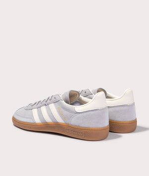 adidas Originals Handball Spezial Trainers in Grey Two/Cream White/Footwear White at EQVVS. Back pair shot. 