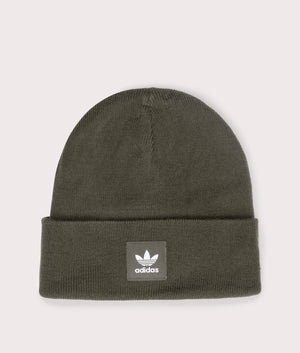 adidas Originals Adicolor Cuff Beanie in Shadow Olive Green. Front Shot at EQVVS