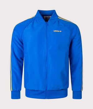 adidas Originals SST Track Top in Blue at EQVVS. Front Shot. 