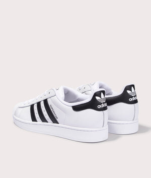 adidas Originals SUPERSTAR II Trainers in White/Core Black/Footwear White, 100% leather at EQVVS. Back shot.