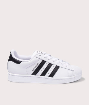 adidas Originals SUPERSTAR II Trainers in White/Core Black/Footwear White, 100% leather at EQVVS. Side shot.