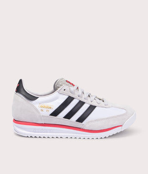 adidas Originals SL 72 RS trainers in Footwear Cloud White/Core Black/Grey One at EQVVS. Side shot. 