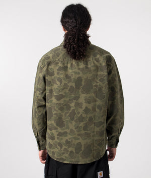 Carhartt WIP L/S Duck Shirt in Camo Duck and Office Green for men at EQVVS Back Shot