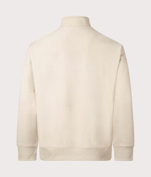 Carhartt WIP Relaxed Fit Half Zip American Script Sweatshirt in Fleur De Sel at EQVVS Menswear Back Shot