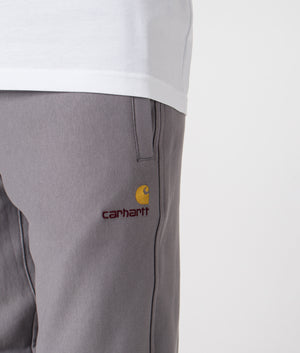 Carhartt WIP American Script Joggers in Yosemite. Shot at EQVVS. Detail shot. 