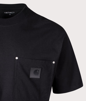 Carhartt WIP Relaxed Fit Eldon Pocket T-Shirt in Black Organic Cotton at EQVVS Menswear Detail Shot