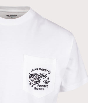 Carhartt WIP Relaxed Fit Fragments Pocket T-Shirt in White/Black at EQVVS Menswear Detail Shot