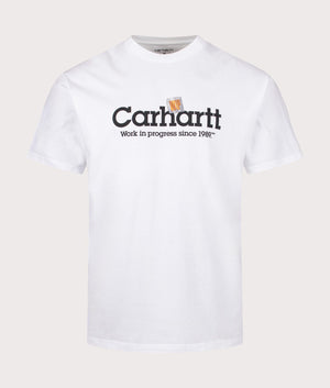 Carhartt WIP Relaxed Fit Label Script T-Shirt in White at EQVVS Menswear Front Shot