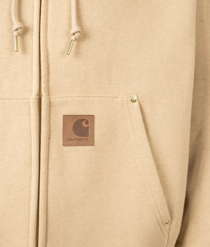 Eldon Zip Through Hoodie in Dusty H Brown by Carhartt WIP. Shot at EQVVS. Detail shot. 