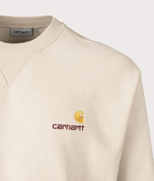 Carhartt WIP American Script Sweatshirt in Fleur de Sel at EQVVS Menswear Detail Shot