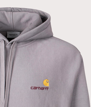 Carhartt WIP Relaxed Fit American Script Hoodie in Yosemite at EQVVS Menswear Detail Shot