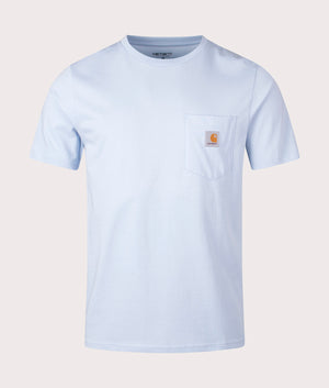 Carhartt WIP Pocket T-Shirt in Air Sky Blue at EQVVS. Front Shot.