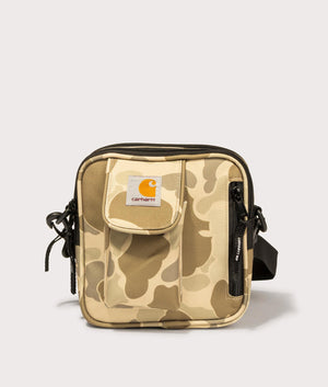 Carhartt WIP Small Essentials Bag in Camo Duck/Desert. Shot at EQVVS. Front shot 