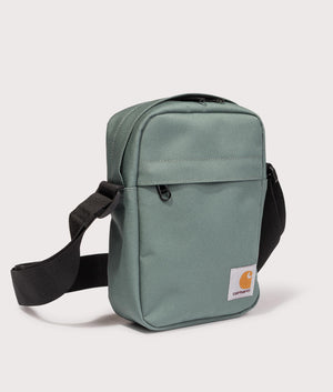 Carhartt WIP Jake Shoulder Pouch Bag in Silver pine green. EQVVS Angle Shot.