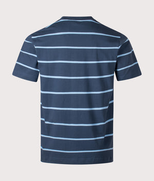 Carhartt WIP Aiken Pocket T-Shirt in Aiken Stripe and Dusty Blue. EQVVS Back Shot.