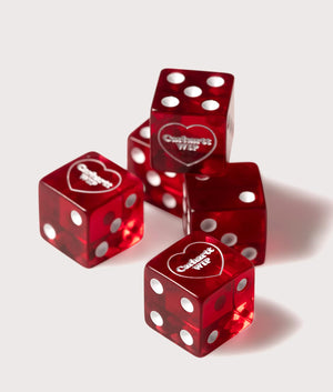 Carharrt WIP  Heart Dice Set in Scarlet . Shot at EQVVS. Dice shot 