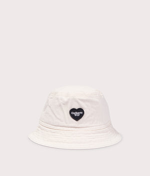 Carhartt WIP Drewe Bucket Hat in Natural . Shot at EQVVS. Front logo shot 