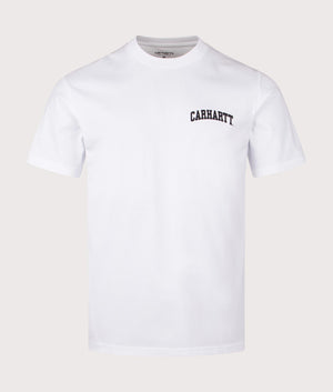 Carhartt WIP S/S University Script T-Shirt in white. EQVVS front shot.