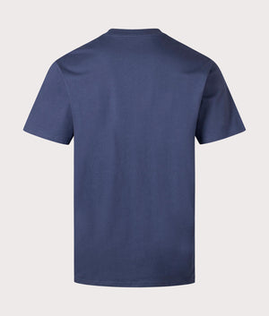 Carhartt WIP  Relaxed Fit Pocket Heart T-Shirt in Blue. Shot at EQVVS. Back shot