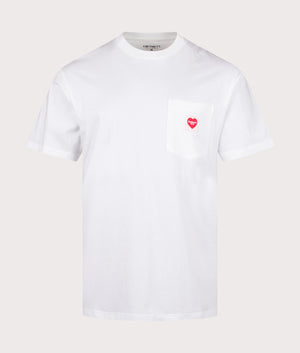 Carhartt WIP  Relaxed Fit Pocket Heart T-Shirt in White. Shot at EQVVS. Front detail shot