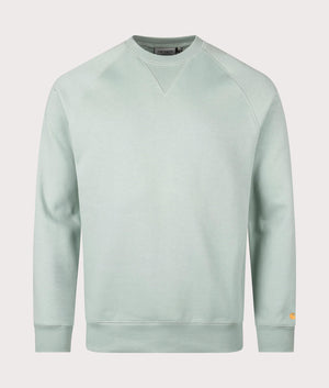 Chase Sweatshirt in Frosted Green by Carhartt WIP at EQVVS. Front Angle Shot.