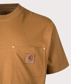 Carhartt WIP Relaxed Fit Eldon Pocket T-Shirt in Hamilton Brown at EQVVS Menswear Detail Shot