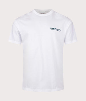 Carhartt WIP Relaxed Fit Runaway T-Shirt in White/Malachite at EQVVS Menswear Front Shot