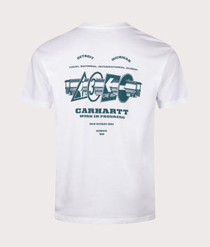 Carhartt WIP Relaxed Fit Runaway T-Shirt in White/Malachite at EQVVS Menswear Back Shot