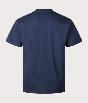 Carhartt WIP Relaxed Fit Label Script T-Shirt in Blue at EQVVS Menswear Back Shot