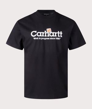 Carhartt WIP Relaxed Fit Label Script T-Shirt in Black at EQVVS Menswear Front Shot