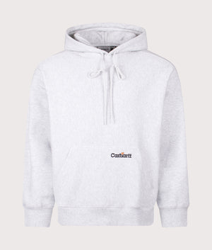 Carhartt WIP Relaxed Fit Label Script Hoodie in ash Heather. EQVVS Front Shot.