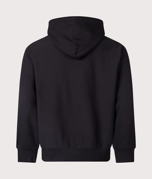 Carhartt WIP Relaxed Fit Label Script Hoodie in Black. EQVVS Back Shot.