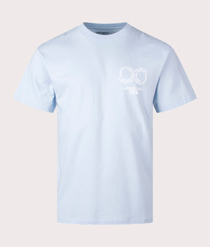 Carhartt WIP Relaxed Fit Rotation T-Shirt in Air Sky Blue at EQVVS. Front Shot at EQVVS.