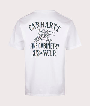 Carhartt WIP  Relaxed Fit Cabinetry T-Shirt in White. Shot at EQVVS.  Back shot