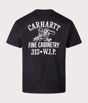 Carhartt WIP Relaxed Fit Cabinetry T-Shirt in Black/White, 100% cotton at EQVVS. Back shot. 