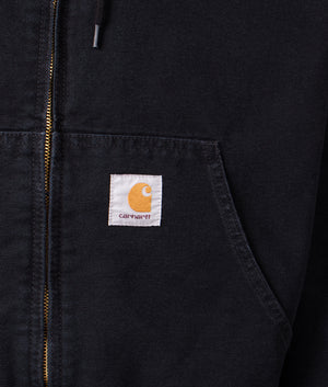 Carhartt WIP OG Active Jacket in Black. Shot at EQVVS.  Detail shot. 