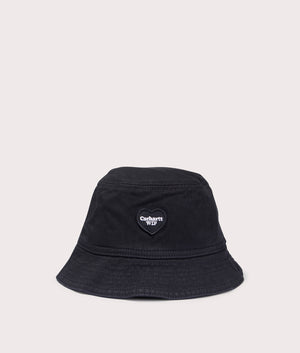 Carhartt WIP Drewe Bucket Hat in Black. Shot at EQVVS.  Front logo shot