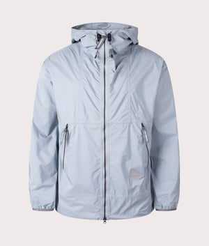 Nylon pertex jacket in light blue by and wander. shot at EQVVS. Front shot. 