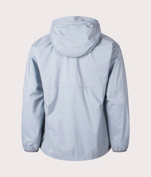 Nylon pertex jacket in light blue by and wander. shot at EQVVS. Reverse shot. 