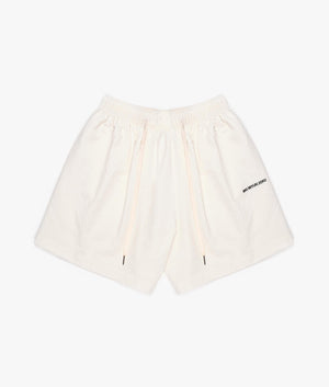 Relaxed Fit Seersucker Shorts in Off White by MKI MIYUKI ZOKU. Front Flat Shot.