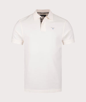 Tartan Pique Polo Shirt in Whisper White by Barbour Lifestyle. EQVVS Shot. 