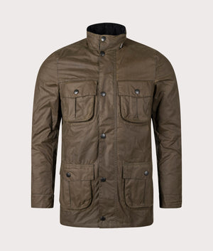 Barbour Corbridge Wax Jacket for men in Beech Brown and Tartan at EQVVS Front Shot