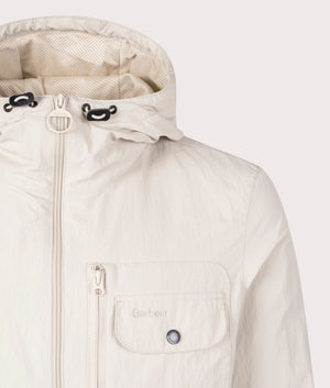 Barbour Angler Showerproof Jacket for Men in mist at EQVVS  Close Up Shot