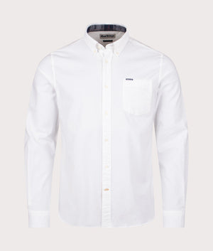 Marsden Oxford Shirt in white by Barbour. shot at EQVVS. Front shot. 